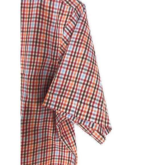 Arrow Men's XL Short Sleeve Button Up Multicolor Check Cotton Blend Shirt A25 - Picture 3 of 5